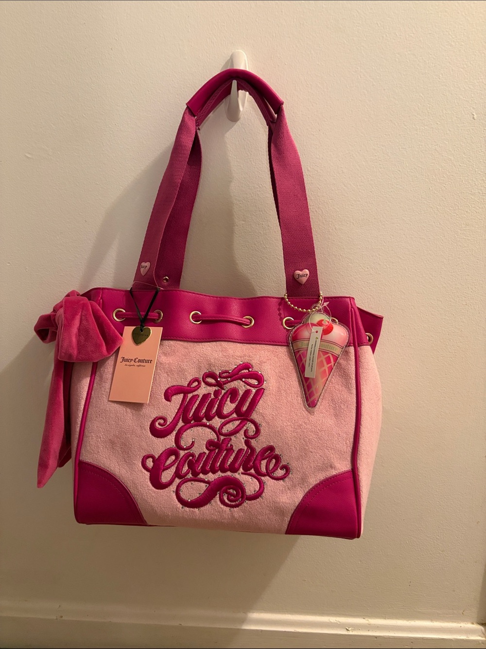 Juicy Couture Two-Tone Pink Tote with Fuchsia Accents